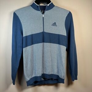 Adidas Golf Pullover Sweater Mens 1/4 Zip Long Sleeve Blue Patterned L/G‎ 2XO